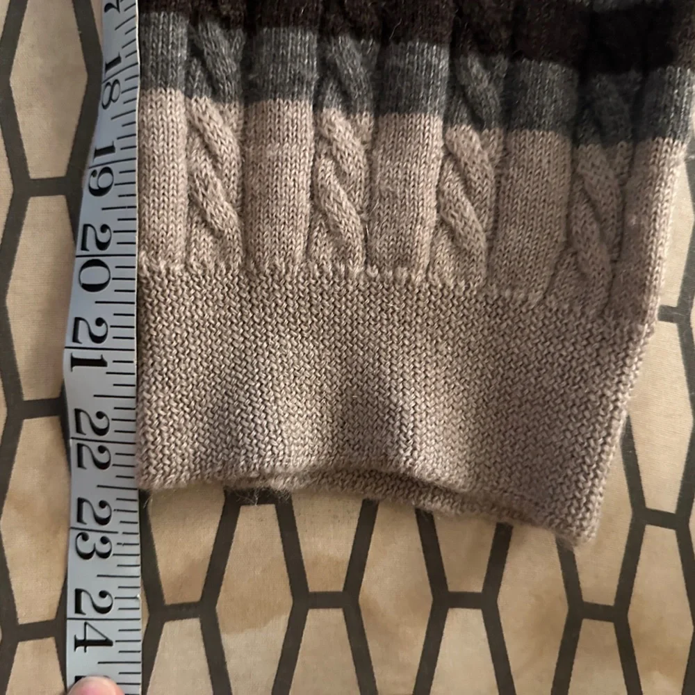 Lanvin will cashmere blend gray and burgundy cable knit sweater
